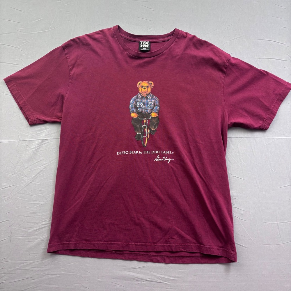 The Dirt Label Deebo Bear Graphic‎ T-Shirt Mens XXL Burgundy Maroon Streetwear